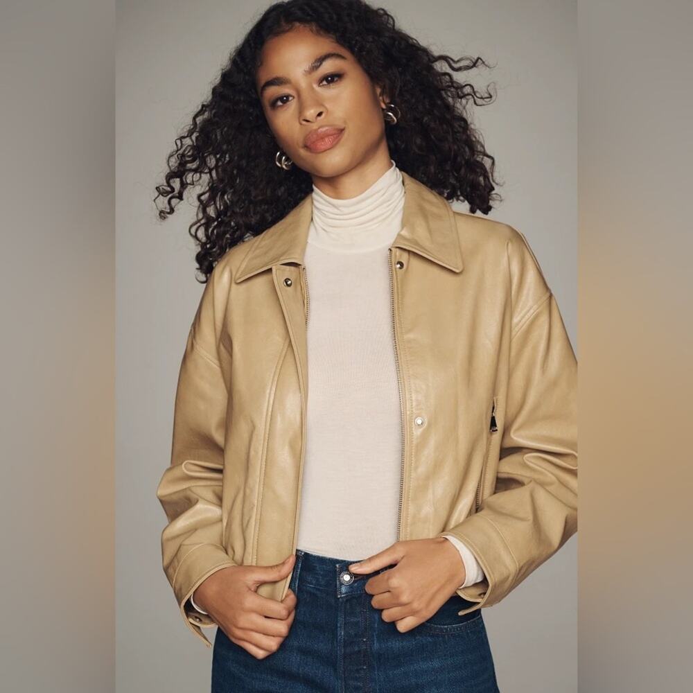 Maeve Faux leather Bomber Jacket